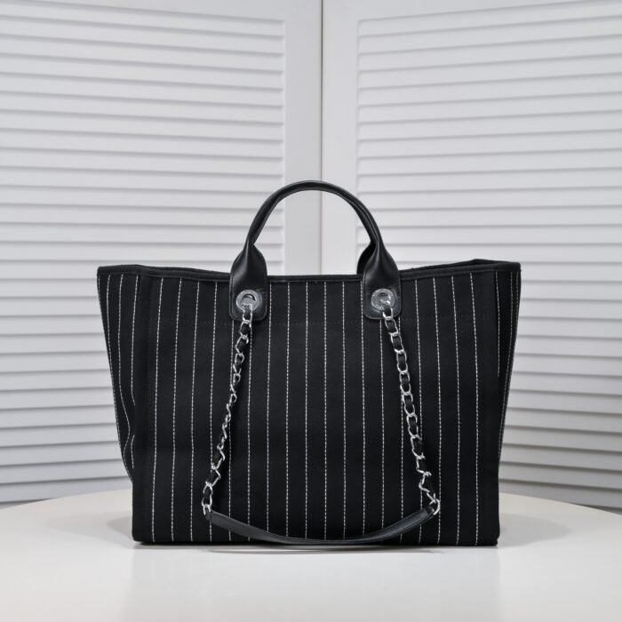 Chanel Cruise Chain Canvas Beach Bag Shopping bag Tote Shoulder Bag Handbag - Image 3