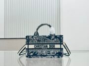 Dior Book Tote Mini Black And Blue Tiger Embroider Shoulder Bag Handbag