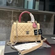 Chanel Coco Handle Quilted Lizard Handle Bag Caviar Leather Silver Hardware - Image 2