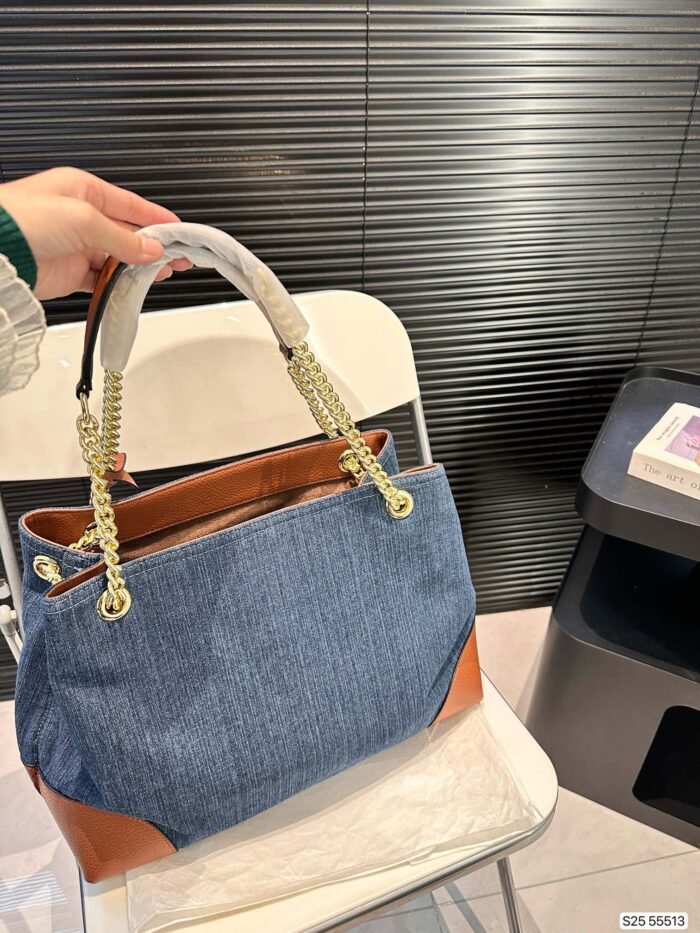⁦Gucci Denim Tote Bag Shoulder Bag Handbag⁩ - الصورة ⁦4⁩