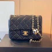 Chanel Lambskin Quilted Enamel CC Pearl Crush Mini Flap Black Shoulder Bag - Image 2