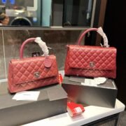 Chanel Coco Handle Quilted Lizard Handle Bag Caviar Leather Silver Hardware - Image 18