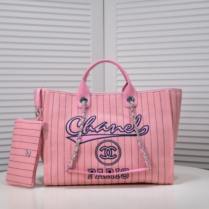 Chanel Cruise Chain Canvas Beach Bag Shopping bag Tote Shoulder Bag Handbag - Image 1