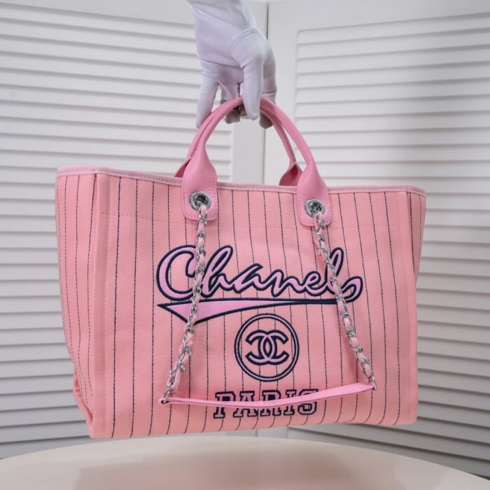 Chanel Cruise Chain Canvas Beach Bag Shopping bag Tote Shoulder Bag Handbag - Image 5