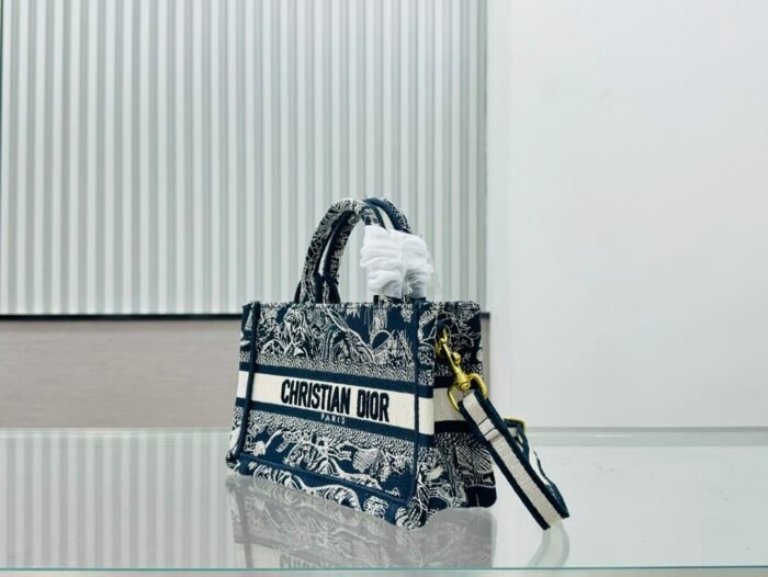 Dior Book Tote Mini Black And Blue Tiger Embroider Shoulder Bag Handbag - Image 3