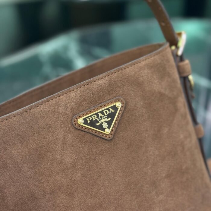 Prada Suede mini bucket bag 10A quality 1BE078 - Image 7