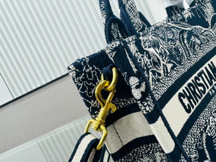 Dior Book Tote Mini Black And Blue Tiger Embroider Shoulder Bag Handbag - Image 6