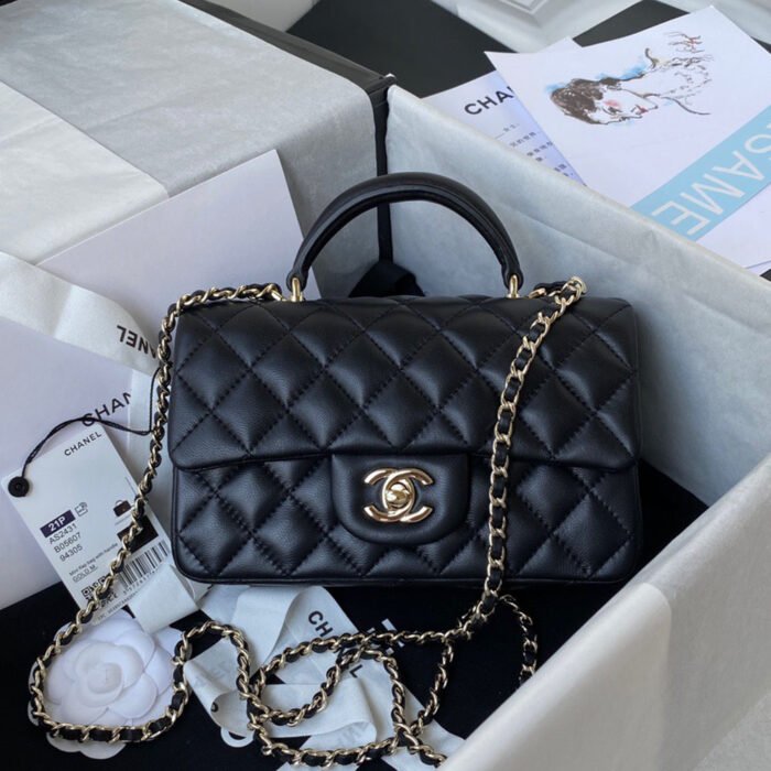 Chanle Lambskin Mini Top Handle CF Shoulder Bag - Image 3