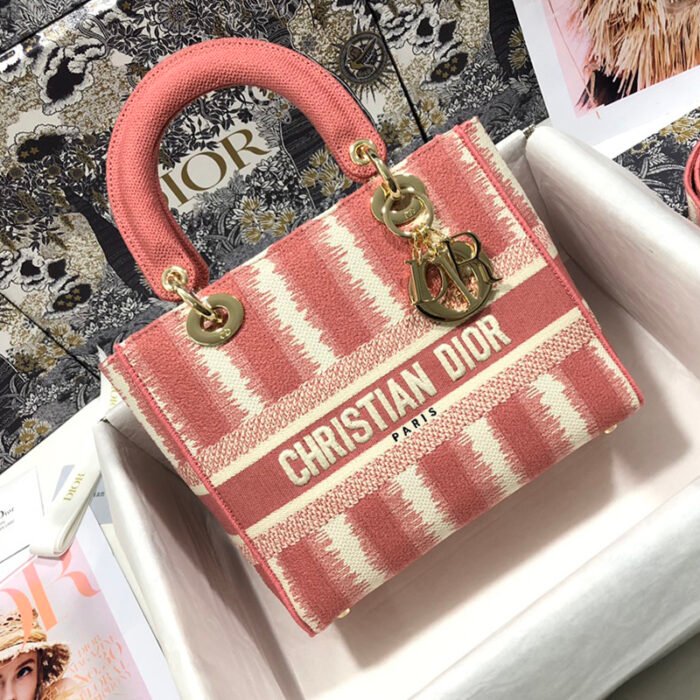 Medium Lady D-Lite Bag 'Lite Pink' - Image 9