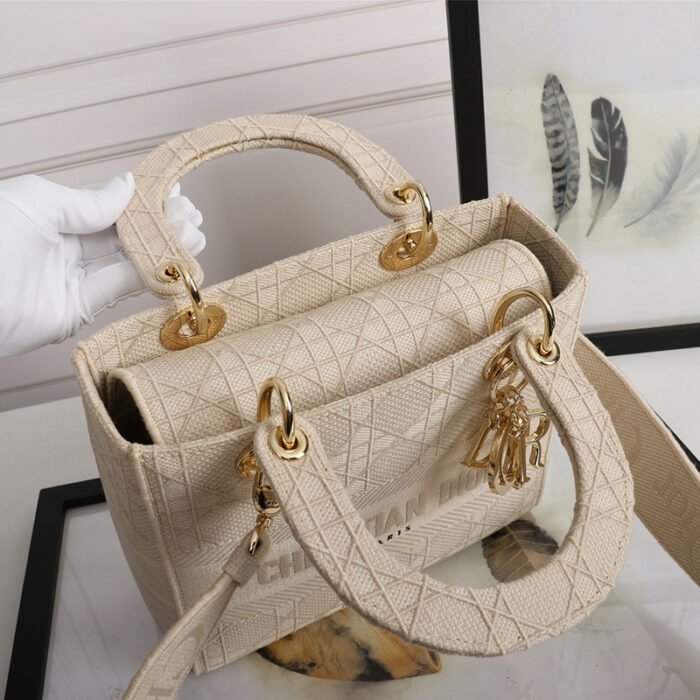 Dior Medium LADY Bag Cannage Embroidery - Image 9