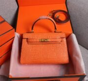 ⁦Hermes Kelly Gold Buckle Bag-Crocodile Handbag Shoulder Bag⁩ - الصورة ⁦8⁩