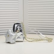⁦Chanel 24c CF Stars Bag Patent Leather Silver Shoulder Bag Handbag⁩ - الصورة ⁦2⁩