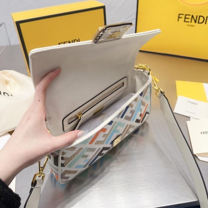 FENDI Baguette Multicolor canvas bag with FF embroidery - Image 10