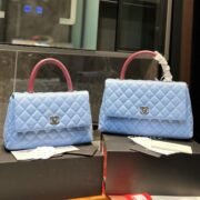 Chanel Coco Handle Quilted Lizard Handle Bag Caviar Leather Silver Hardware - Image 10