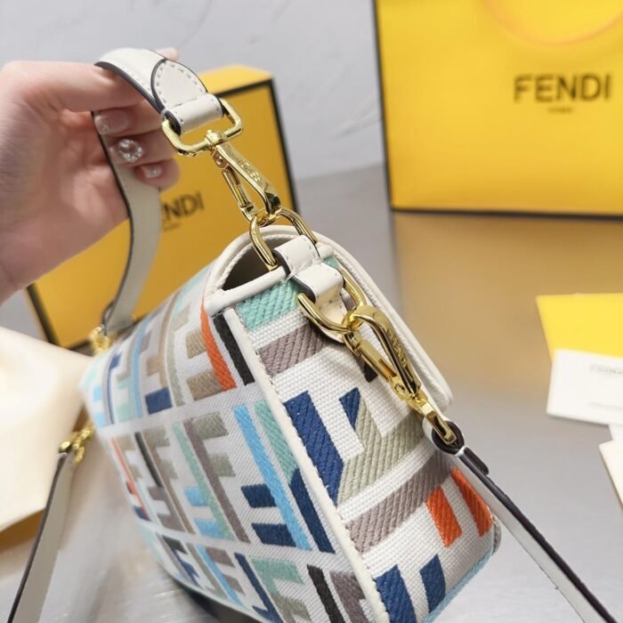 FENDI Baguette Multicolor canvas bag with FF embroidery - Image 11