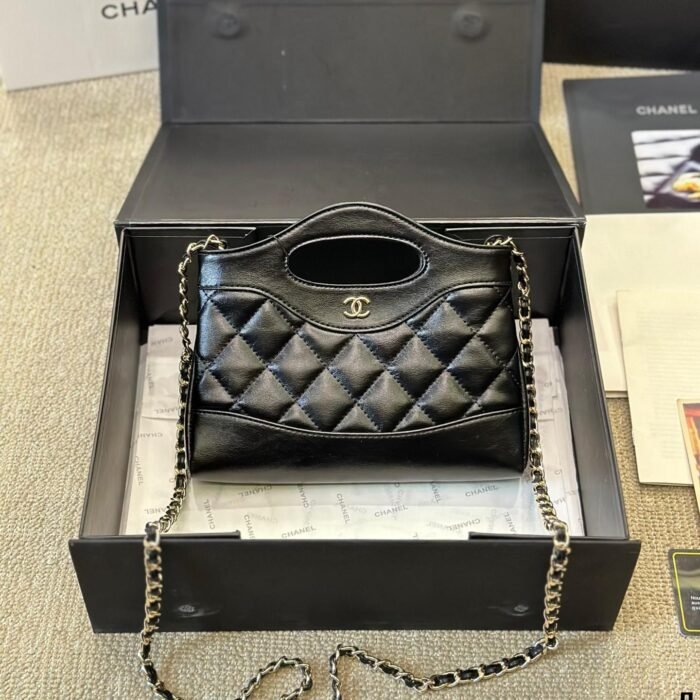 CHANEL 31 Mini  Chain Shoulder Bag Shiny Calf Leather - Image 5