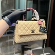 Chanel Coco Handle Quilted Lizard Handle Bag Caviar Leather Silver Hardware - Image 5