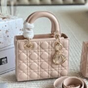 DIOR Small Lady Dior Bag-Lambskin Leather Shoulder Bag - Image 12