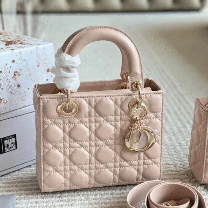 DIOR Small Lady Dior Bag-Lambskin Leather Shoulder Bag - Image 12