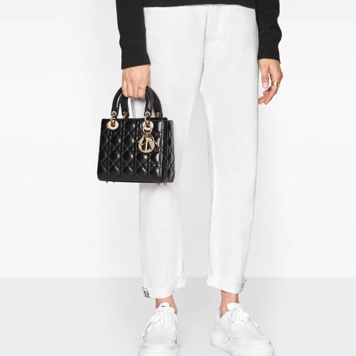 DIOR Small Lady Dior Bag-Lambskin Leather Shoulder Bag - Image 3