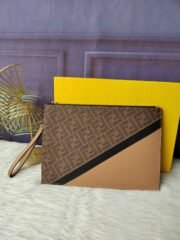 Fendi Embossed FF Pattern Clutch Bag - Image 5