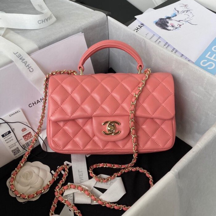 Chanle Lambskin Mini Top Handle CF Shoulder Bag - Image 8