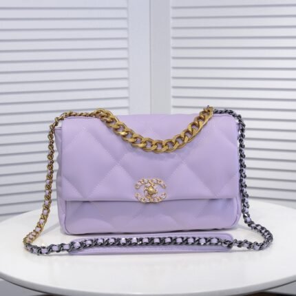 Chanel Lambskin Quilted Medium19 Flap Shoulder Bag Handbag