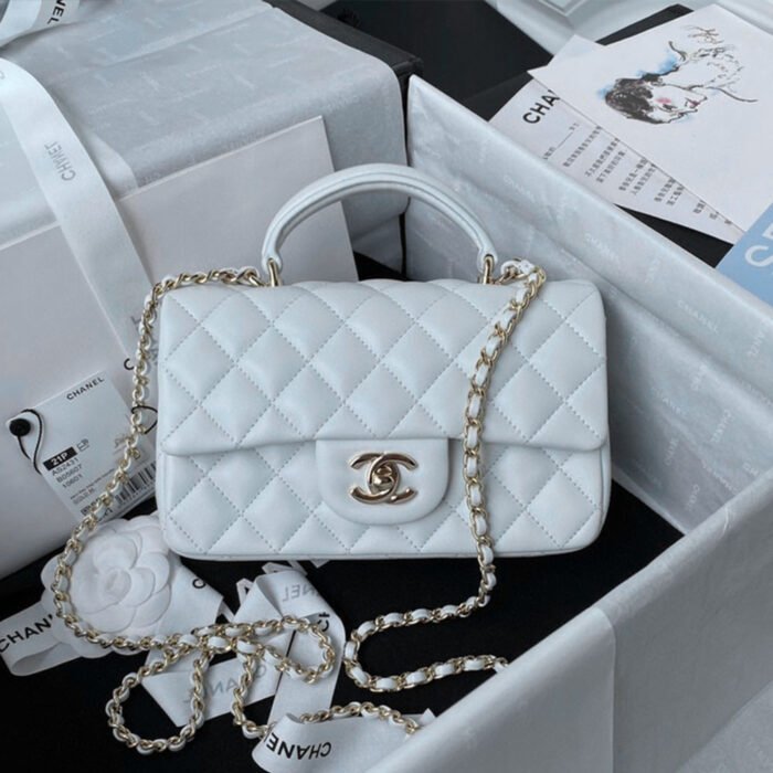 Chanle Lambskin Mini Top Handle CF Shoulder Bag - Image 7