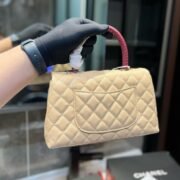 Chanel Coco Handle Quilted Lizard Handle Bag Caviar Leather Silver Hardware - Image 8