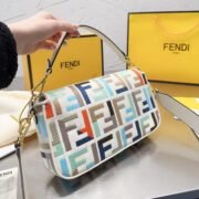 FENDI Baguette Multicolor canvas bag with FF embroidery - Image 9