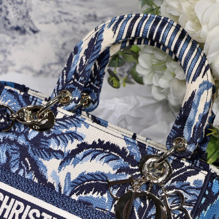 Dior The LADY D-LITE Bag Blue Dior Palms Embroidery M0565OREU_M928 - Image 3