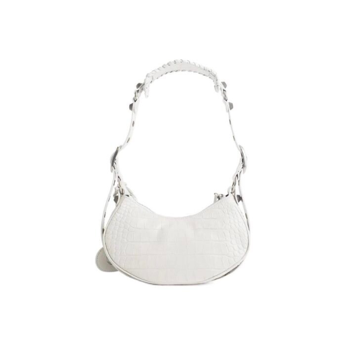 ⁦BALENCIAGA Le Cagole XS studded crinkled-leather shoulder bag White⁩ - الصورة ⁦4⁩