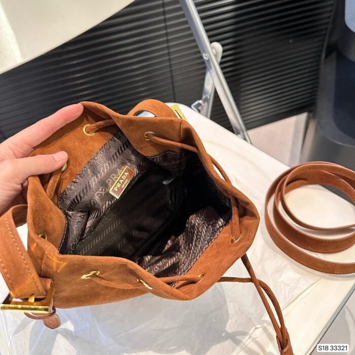 Prada Suede Bucket Bag - Image 9