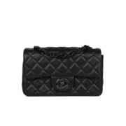 Chanel Classic Flag Bag Flap Bag SO Black Lambskin 20CM Shoulder Bag