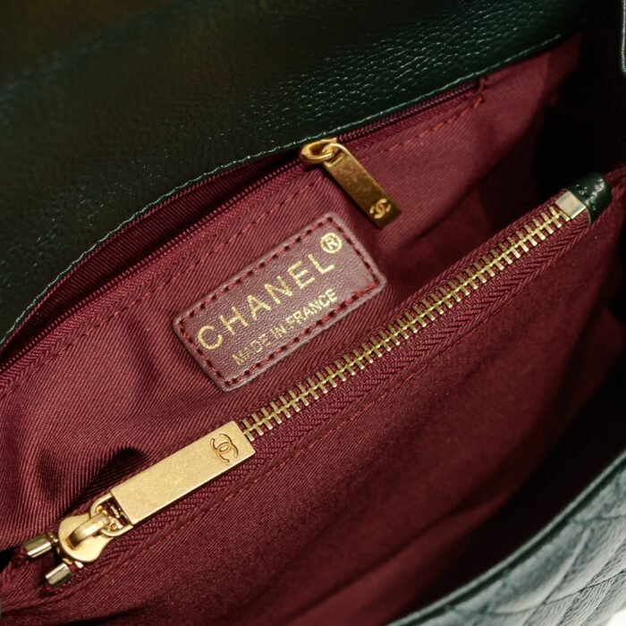 ⁦Chanel Stripe Gold Buckle Medium Shoulder Bag Handbag⁩ - الصورة ⁦9⁩