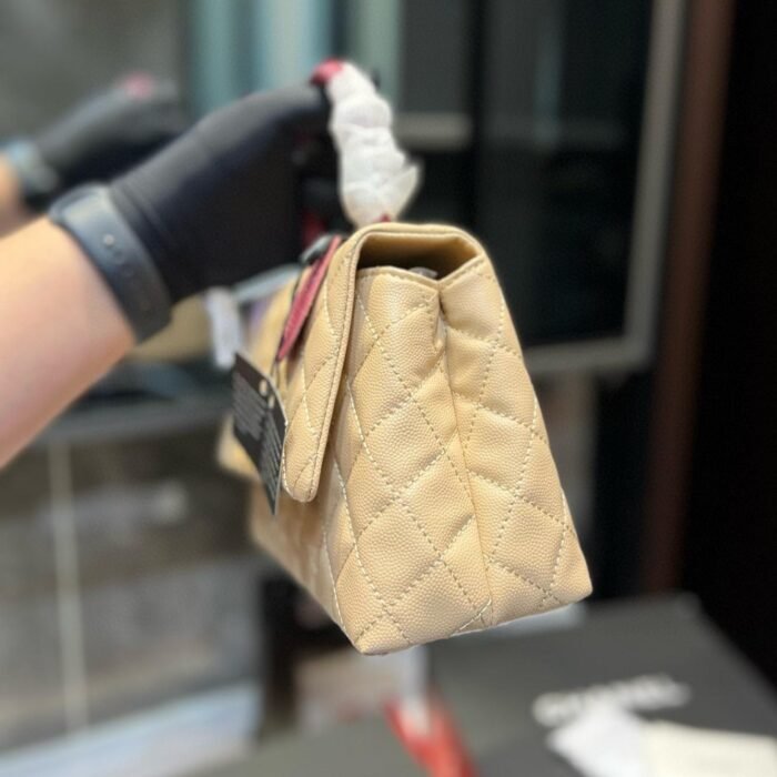 Chanel Coco Handle Quilted Lizard Handle Bag Caviar Leather Silver Hardware - Image 11