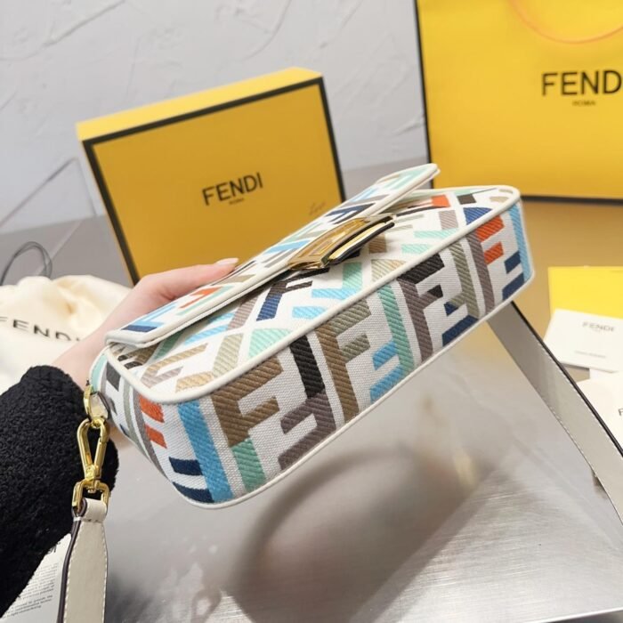 FENDI Baguette Multicolor canvas bag with FF embroidery - Image 8