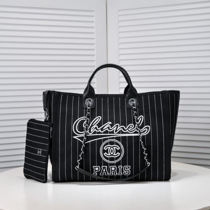 Chanel Cruise Chain Canvas Beach Bag Shopping bag Tote Shoulder Bag Handbag - Image 1
