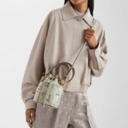 ⁦FENDI Fendi Iconic embossed FF pattern Bucket Bpattern Bucket Bag Shoulder Handbag  8BS093-AUPI-F1SKI⁩ - الصورة ⁦4⁩