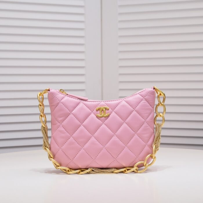 Chanel 23A Fringed Gold Chain Hobo Underarm Shoulder Bag Handbag - Image 1