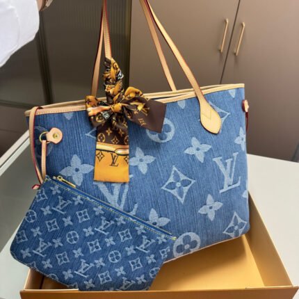 Louis Vuitton LV Denim Neverfull Shoulder Bag Handbag