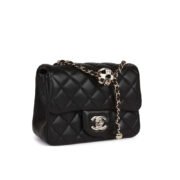 Chanel Lambskin Quilted Enamel CC Pearl Crush Mini Flap Black Shoulder Bag - Image 3