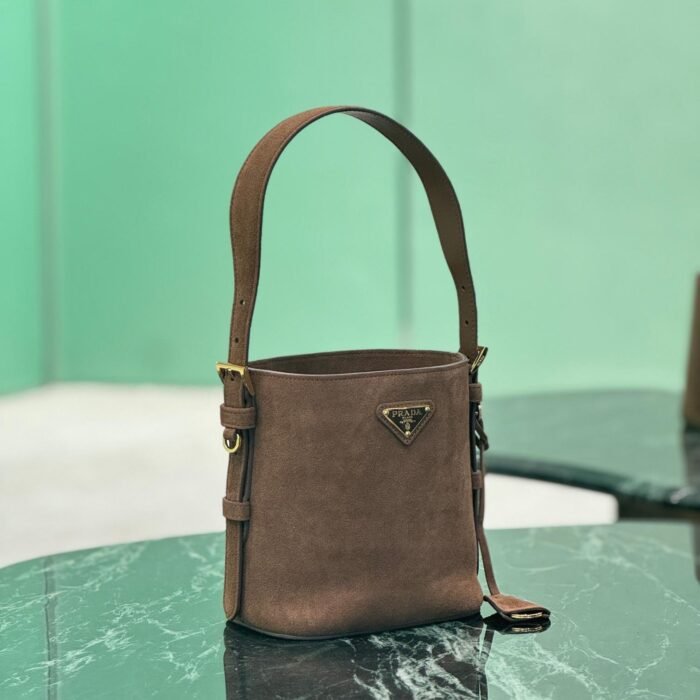 Prada Suede mini bucket bag 10A quality 1BE078 - Image 4