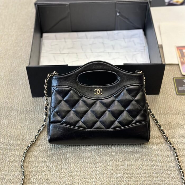 CHANEL 31 Mini  Chain Shoulder Bag Shiny Calf Leather - Image 1