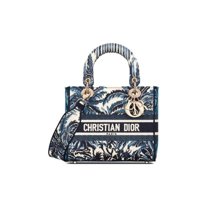 Dior The LADY D-LITE Bag Blue Dior Palms Embroidery M0565OREU_M928 - Image 1