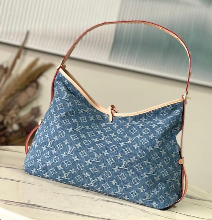 ⁦Louis Vuitton LV CARRYALL Denim Shoulder Bag Tote Bag M46855 Top quality⁩ - الصورة ⁦4⁩
