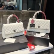 Chanel Coco Handle Quilted Lizard Handle Bag Caviar Leather Silver Hardware - Image 4