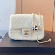 Chanel Lambskin Quilted Enamel CC Pearl Crush Mini Flap Black Shoulder Bag - Image 5