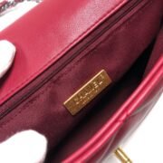 ⁦Chanel Lambskin Quilted Medium19 Flap Shoulder Bag Handbag⁩ - الصورة ⁦7⁩