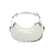 ⁦BALENCIAGA Le Cagole XS studded crinkled-leather shoulder bag White⁩ - الصورة ⁦3⁩
